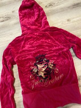 Juicy Couture Vintage Embellished Velour Hoodie- size M tag but fits like XS
